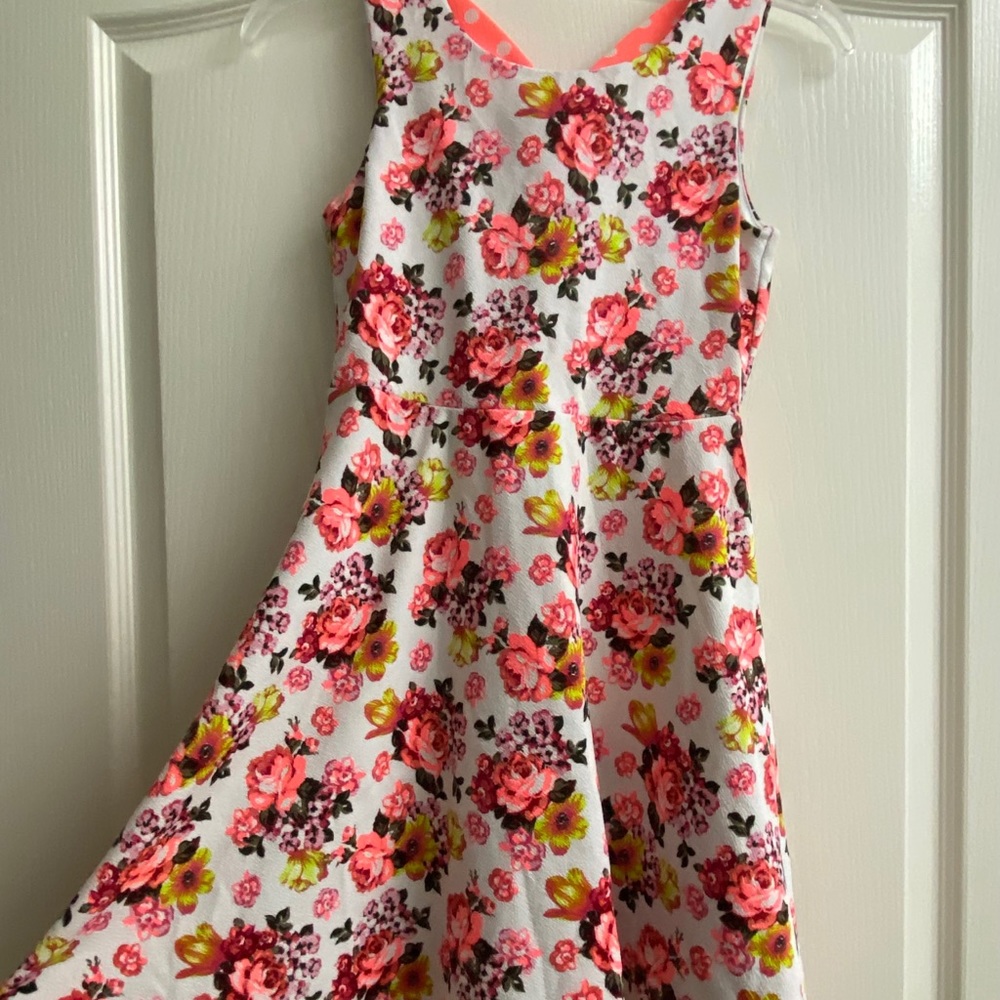 Young girls floral bow dress